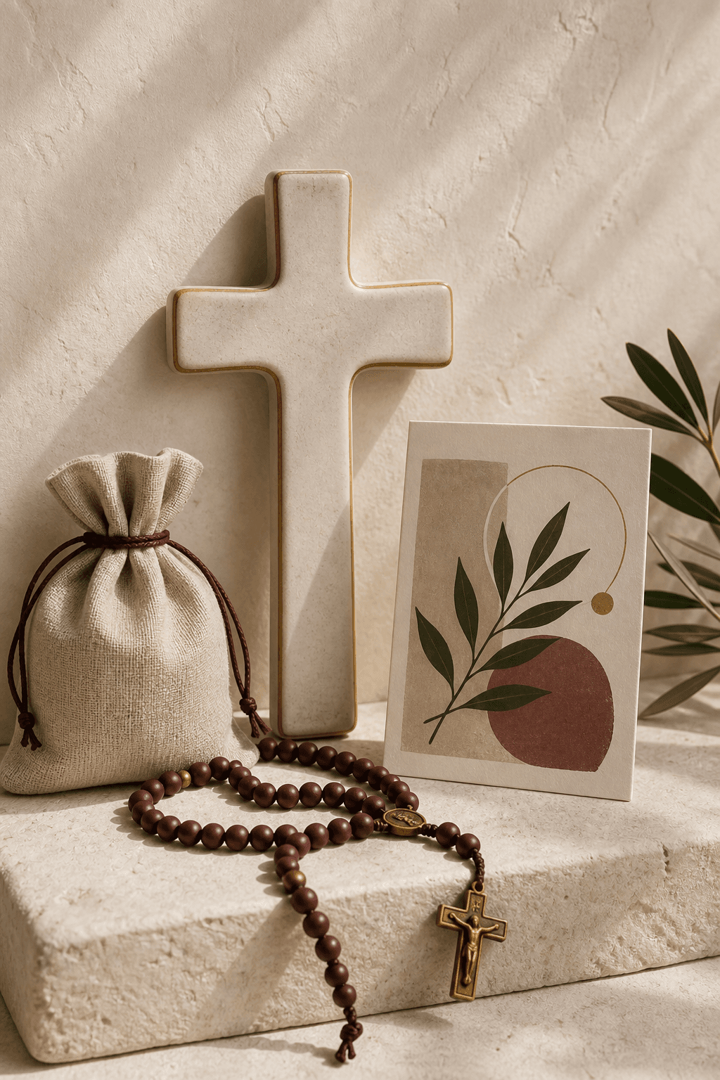 Ręcznie wykonany różaniec i nowoczesne przedmioty religijne